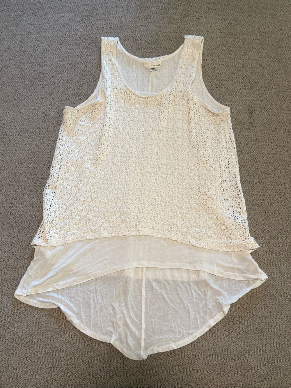 Tru Self Crochet Layered Tank Longline Summer Beachy Top Women's size Large - Picture 4 of 6